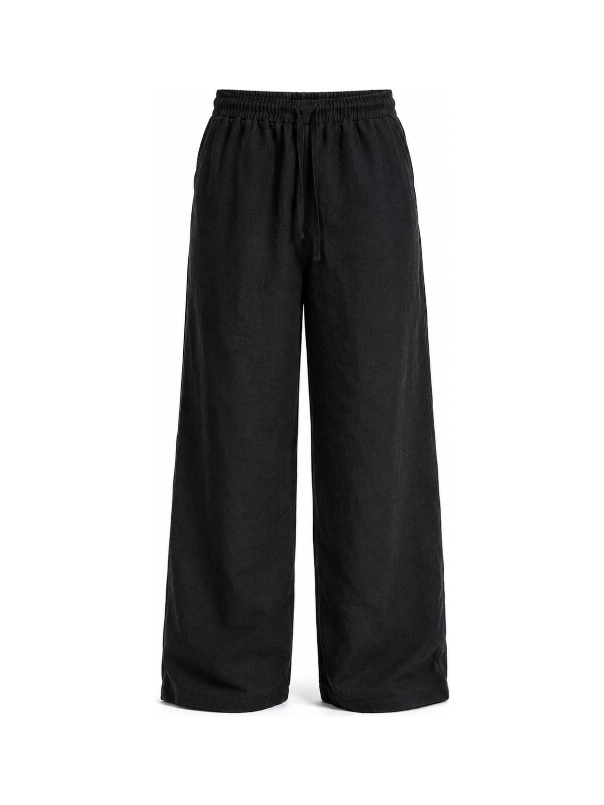 Wide-Leg Linen Trouser · Black, front